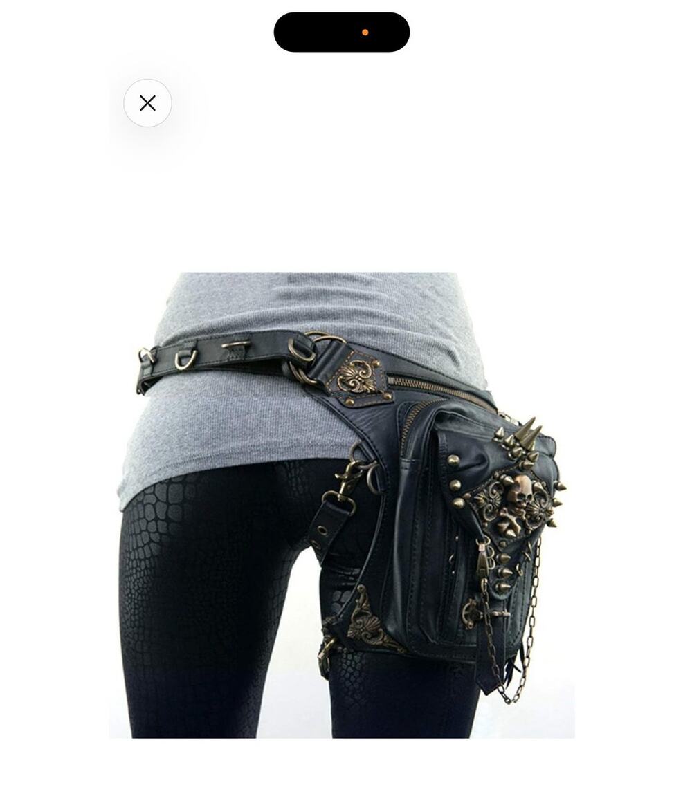 Womens  Steampunk Shoulder Waist Bag Motorcycle bag Skulls Rivets